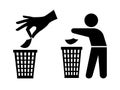 Tidy man or do not litter symbols, keep clean and dispose of carefully Royalty Free Stock Photo