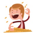 Throwing gold coins illustration cartoon character