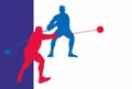 throwing hammer, athlete player silhouette Royalty Free Stock Photo