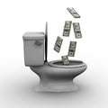 Throwing Money Down the Toilet Royalty Free Stock Photo