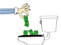 Throwing Money Down the Toilet Royalty Free Stock Photo