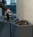 Throwing Out Smartphone, Put Electronic Device Into Trash Can, Throwed Away Smartphone Royalty Free Stock Photo