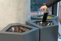 Throwing Out Smartphone, Put Electronic Device Into Trash Can, Throwed Away Smartphone Royalty Free Stock Photo