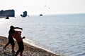 Throwing stones in the sea