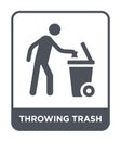 throwing trash icon in trendy design style. throwing trash icon isolated on white background. throwing trash vector icon simple