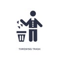 throwing trash icon on white background. Simple element illustration from behavior concept