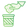 Throwing waste flat icon. Hand and trash gray icons in trendy flat style. Garbage and hand gradient style design