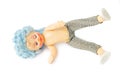 Thrown-out old dirty plastic doll isolated Royalty Free Stock Photo