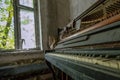thrown a piano in an abandoned apartment Royalty Free Stock Photo