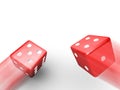 Thrown red dice Royalty Free Stock Photo