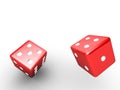 Thrown red dice Royalty Free Stock Photo