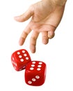 Thrown Red Dice Royalty Free Stock Photo