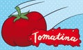 Thrown Tomato in Tomatina Event, Vector Illustration