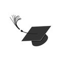 Thrown up Graduation Hat, square academic cap, mortarboard, headgear for students graduating from college or university. Vector