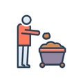 Color illustration icon for Throws, hurl and trash