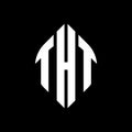 THT circle letter logo design with circle and ellipse shape. THT ellipse letters with typographic style. The three initials form a Royalty Free Stock Photo