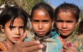 Thtee nepalese children, young girls, in western Nepal