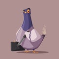 Thug life. Bandit pigeon. Criminal character. Cartoon vector illustration