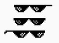 Thug life meme pixel glasses icon. Sunglasses hip hop joke icon prank thug life Royalty Free Stock Photo