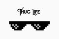 Thug life meme pixel glasses icon. Sunglasses hip hop joke icon prank thug life