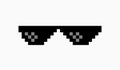 Thug life meme pixel glasses icon. Sunglasses hip hop joke icon prank thug life