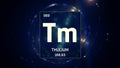 Thulium as Element 69 of the Periodic Table 3D illustration on blue background Royalty Free Stock Photo