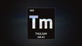 Thulium as Element 69 of the Periodic Table 3D illustration on grey background Royalty Free Stock Photo