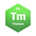 Thulium chemical element tile. Atomic number 69. Tm chemical sign. Bright green Vector hexagon. Royalty Free Stock Photo