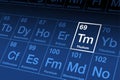 Thulium on the periodic table of the elements, with element symbol Tm Royalty Free Stock Photo