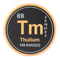 Thulium Tm chemical element. 3D rendering