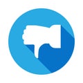 Thumb down flat icon with long shadow