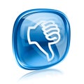 thumb down icon blue glass