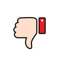 Thumb down icon vector in flat style. Dislike sign symbol