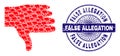 Thumb Down Recursion Composition of Thumb Down Icons and Textured False Allegation Round Guilloche Stamp