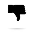 Thumb down with shadow icon, like finger vector illustration sign, business social web button