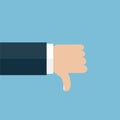 Thumb down vector icon on blue background Royalty Free Stock Photo