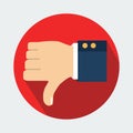 Vector illustration. Thumb down vector icon. Isolated on a background. Dislike symbol. Royalty Free Stock Photo