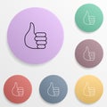 Thumb emoji badge color set icon. Simple glyph, flat vector of emoji icons for ui and ux, website or mobile application