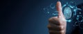 The thumb gesture showcasing biometric fingerprint technology for secure identification. AI generated image Royalty Free Stock Photo