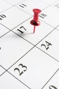 Thumb Tack on Calendar Royalty Free Stock Photo