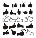 Thumbs Up Silhouette Collection Royalty Free Stock Photo