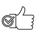 Thumb up approved icon, outline style