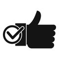 Thumb up approved icon, simple style