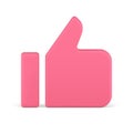 Thumb up best choice cyberspace like positive decision pink 3d icon realistic vector illustration