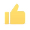 Thumb up cool success confirmation best choice recommendation feedback 3d icon realistic vector