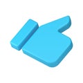 Thumb up cool success like gesture blue 3d icon positive recommendation realistic vector