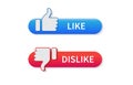 Thumb Up and Thumb Down button. Like and dislike icon isolated on white background. Vector illustration Royalty Free Stock Photo