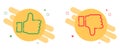 Thumb up and thumb down flat icon. Abstract social media concept with geometric shapes. Like and dislike. Vector Royalty Free Stock Photo
