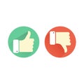 Thumb up and down green and red icons. Like and dislike round bu Royalty Free Stock Photo