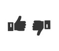 Thumb up down icon or good bad like dislike simple hand pictogram black white silhouette shape finger hand graphic clipart